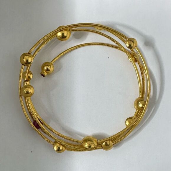 Gurhan 24k Gold Lentil Coin Bracelet Sith Faceted Rubies - Picture 1 of 9